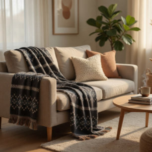 Gezahnt gestricktes Muster Schwarz und Grau  Decke