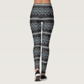 Gezahnt gestricktes Muster Schwarz und Grau Leggings (Rückseite)