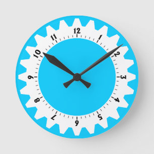 Gezahnte 01 - Himmel-Blau Runde Wanduhr