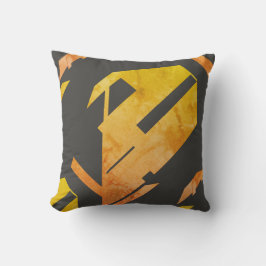 Gezapftes Gold Orange auf Holzkohleabstrakten Desi Kissen