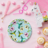 Gezauberter Garten Wasserfarbe Hummingbirds & Blum Pappteller (Party)