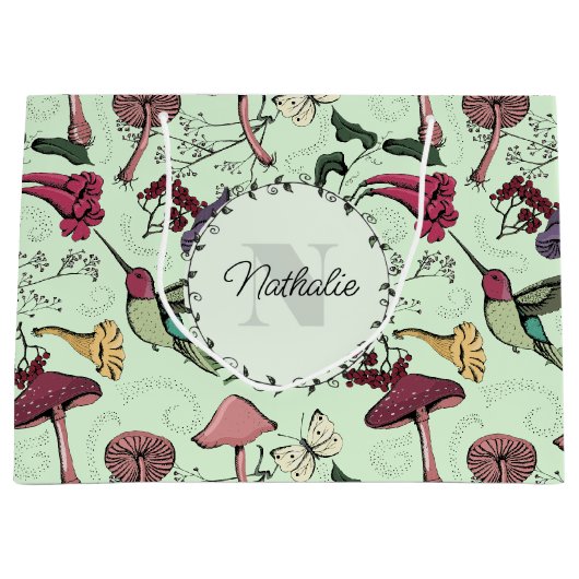 Gezauberter Grüner Frühlingsgarten Hummingbird Große Geschenktüte (Vorderseite)