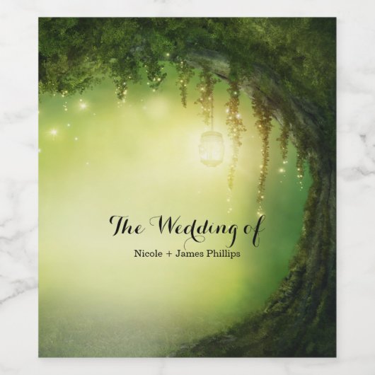 Gezauberter Wald & Lichter Gezauberter Hochzeitswe Weinetikett (Einzelnes Label)