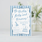 Gezeichnet 30, Kokett, & 30. Geburtstag Einladung (Stehend Vorderseite)