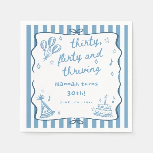 Gezeichnet 30, Kokett, & 30. Geburtstag Serviette (Vorderseite)