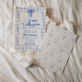 Gezeichnet Albern Gingham Ribbon Baby Boy Showdusc Einladung