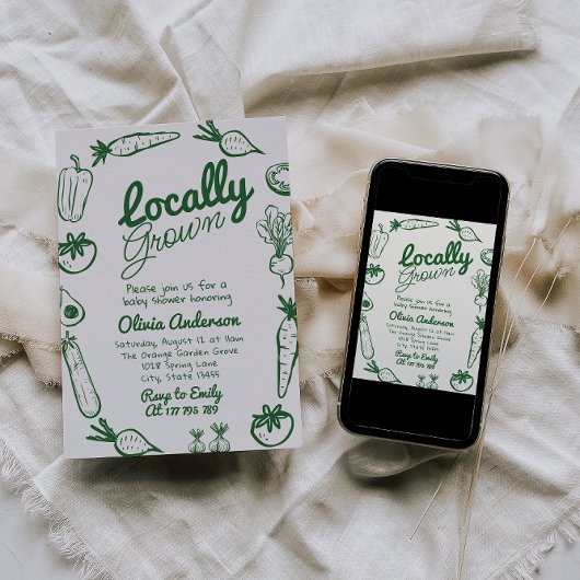 Gezeichnet bäuerliche Baby-Dusche Einladung