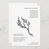 Gezeichnet Baumzweig Modernes Foto QR Code Hochzei Einladung (Vorne/Hinten)