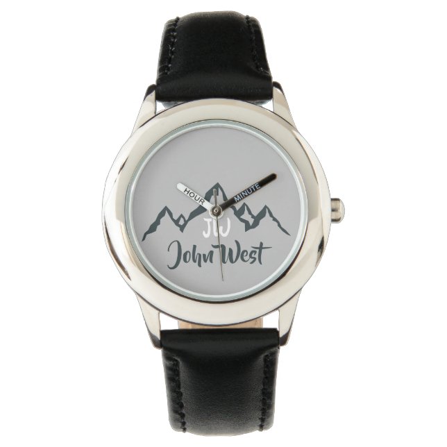 Gezeichnet Bergkette personalisierbare Monogramm Armbanduhr (Vorderseite)