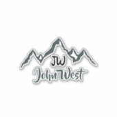 Gezeichnet Bergkette personalisierbare Monogramm Aufkleber (Vorderseite)