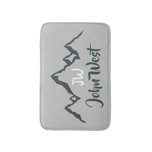 Gezeichnet Bergkette personalisierbare Monogramm Badematte (Vorderseite Vertikal)