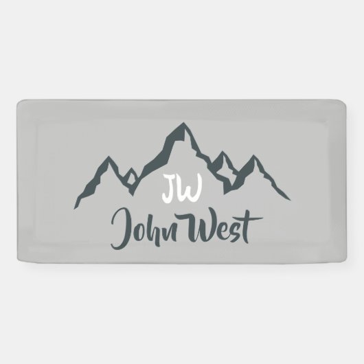 Gezeichnet Bergkette personalisierbare Monogramm Banner (Horizontal)