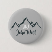 Gezeichnet Bergkette personalisierbare Monogramm Button (Vorderseite)