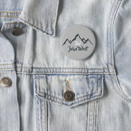Gezeichnet Bergkette personalisierbare Monogramm Button (Beispiel)