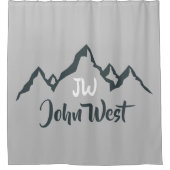 Gezeichnet Bergkette personalisierbare Monogramm Duschvorhang (Vorderseite)