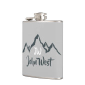 Gezeichnet Bergkette personalisierbare Monogramm Flachmann (Links)