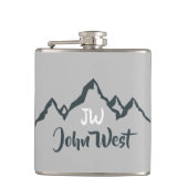 Gezeichnet Bergkette personalisierbare Monogramm Flachmann (Vorderseite)