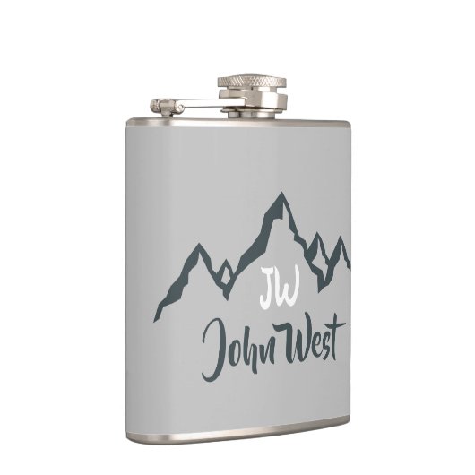 Gezeichnet Bergkette personalisierbare Monogramm Flachmann (Rechts)