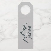 Gezeichnet Bergkette personalisierbare Monogramm Flaschenanhänger (Rückseite)