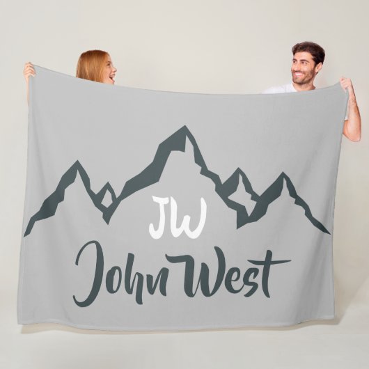 Gezeichnet Bergkette personalisierbare Monogramm Fleecedecke (Beispiel)