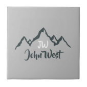 Gezeichnet Bergkette personalisierbare Monogramm Fliese (Vorderseite)