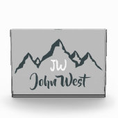 Gezeichnet Bergkette personalisierbare Monogramm Fotoblock (Vorderseite)