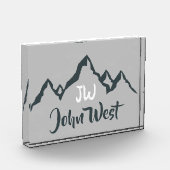 Gezeichnet Bergkette personalisierbare Monogramm Fotoblock (Links)