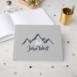 Gezeichnet Bergkette personalisierbare Monogramm Gästebuch
