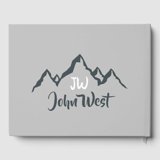 Gezeichnet Bergkette personalisierbare Monogramm Gästebuch (Rückseite)