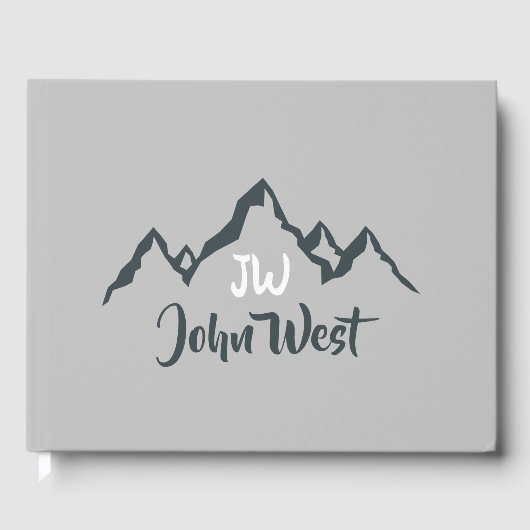 Gezeichnet Bergkette personalisierbare Monogramm Gästebuch (Vorderseite)