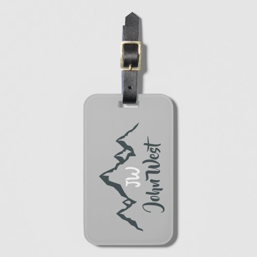 Gezeichnet Bergkette personalisierbare Monogramm Gepäckanhänger (Vorderseite Vertikal)