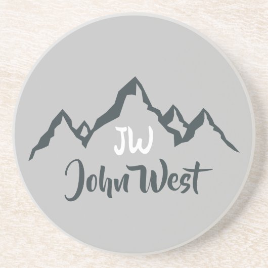 Gezeichnet Bergkette personalisierbare Monogramm Getränkeuntersetzer (Vorne)