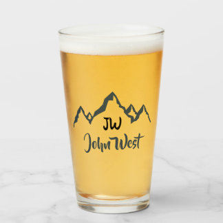 Gezeichnet Bergkette personalisierbare Monogramm Glas
