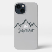 Gezeichnet Bergkette personalisierbare Monogramm iPhone Hülle (Rückseite)