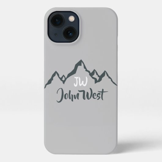 Gezeichnet Bergkette personalisierbare Monogramm iPhone Hülle (Rückseite)