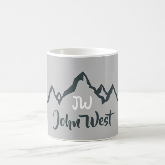 Gezeichnet Bergkette personalisierbare Monogramm Kaffeetasse (Mittel)