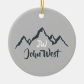 Gezeichnet Bergkette personalisierbare Monogramm Keramik Ornament (Vorne)