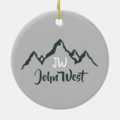 Gezeichnet Bergkette personalisierbare Monogramm Keramik Ornament (Hinten)