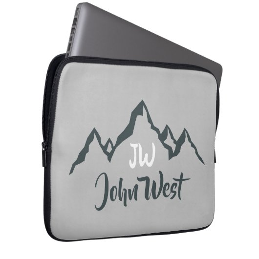Gezeichnet Bergkette personalisierbare Monogramm Laptopschutzhülle (Vorne Rechts)