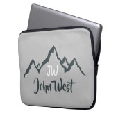 Gezeichnet Bergkette personalisierbare Monogramm Laptopschutzhülle (Vorderseite Links)