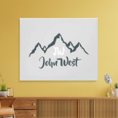Gezeichnet Bergkette personalisierbare Monogramm Leinwanddruck (Insitu (Wohnzimmer))