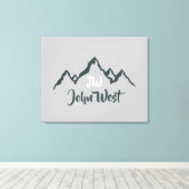 Gezeichnet Bergkette personalisierbare Monogramm Leinwanddruck (Insitu (Holzboden))