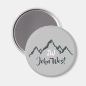 Gezeichnet Bergkette personalisierbare Monogramm Magnet (Vorderseite/Rückseite)