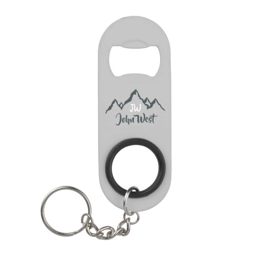 Gezeichnet Bergkette personalisierbare Monogramm Mini Flaschenöffner (Vorderseite)