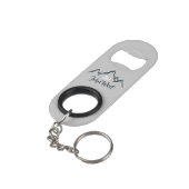 Gezeichnet Bergkette personalisierbare Monogramm Mini Flaschenöffner (Rückseite Schrägansicht)