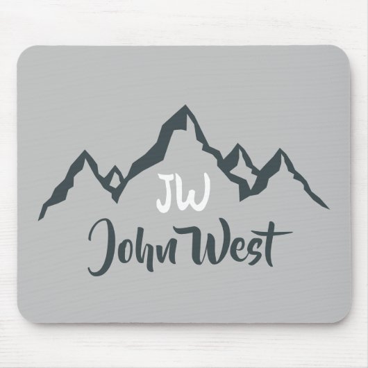 Gezeichnet Bergkette personalisierbare Monogramm Mousepad (Vorne)
