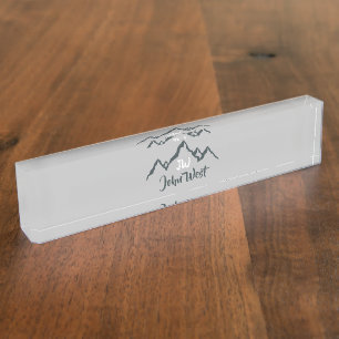Gezeichnet Bergkette personalisierbare Monogramm Namensplakette