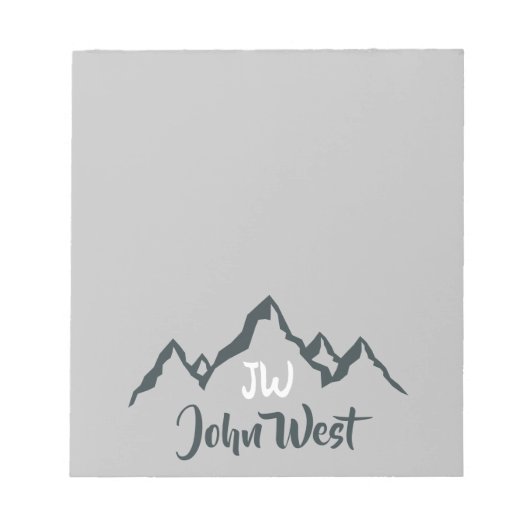 Gezeichnet Bergkette personalisierbare Monogramm Notizblock (Vorderseite)