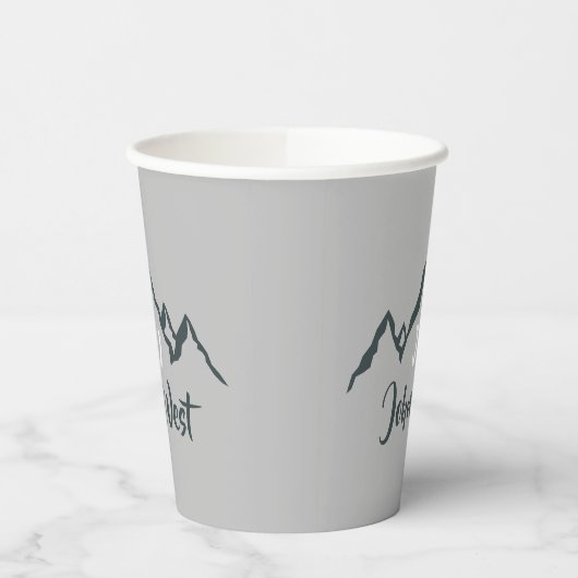 Gezeichnet Bergkette personalisierbare Monogramm Pappbecher (Links)