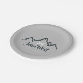 Gezeichnet Bergkette personalisierbare Monogramm Pappteller (Schrägansicht)